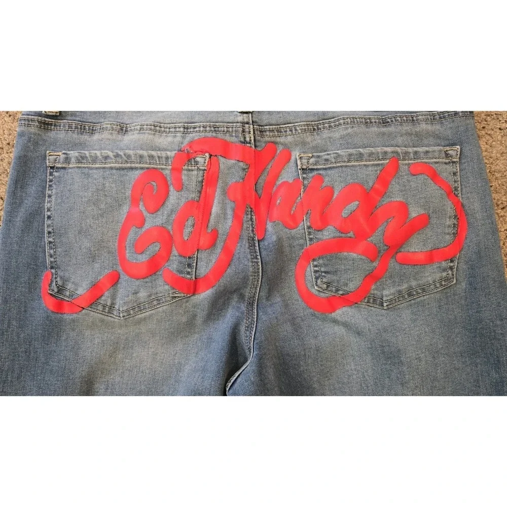 Ed Hardy Dragon Jeans 32 Y2K Wide Leg Baggy Denim Tattoo Graphic Rare Grail Fire